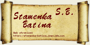 Stamenka Batina vizit kartica